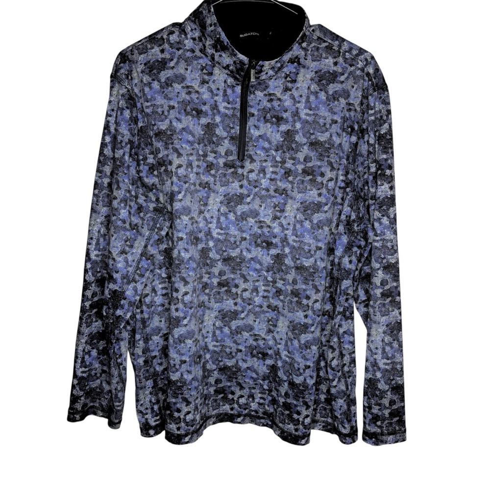 Bugatchi Blue and Black Abstract Shirt XL
